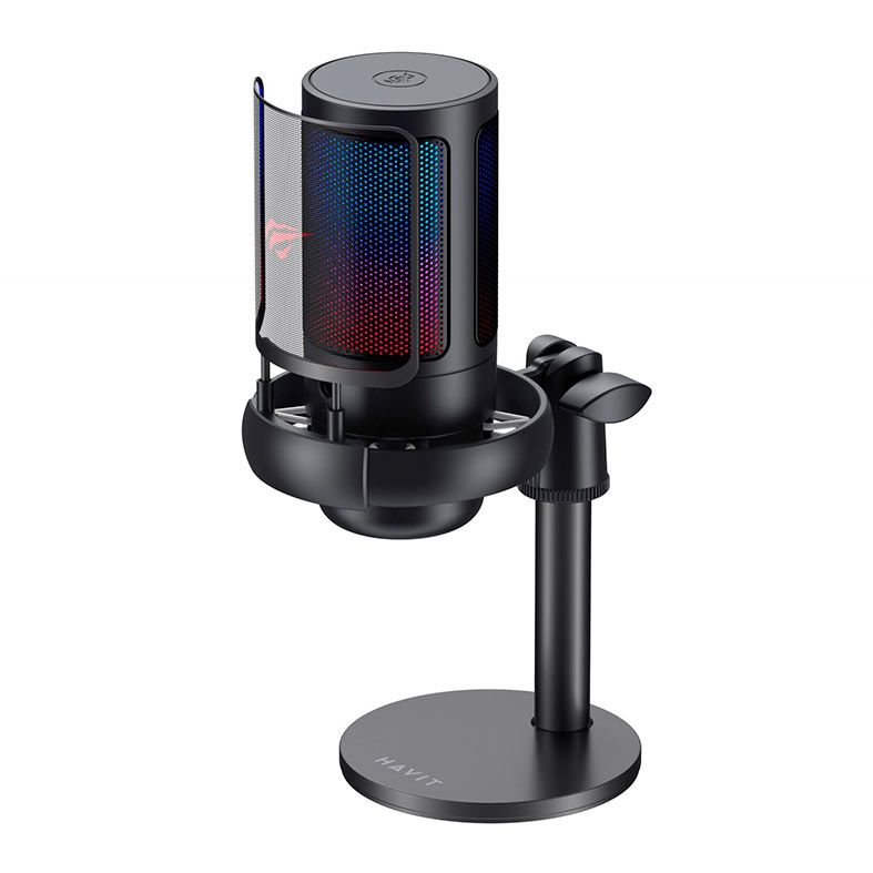 Microfone Havit Gamenote GK50 Pro, RGB, USB, Preto, HVGK-GK50-PRO-BK