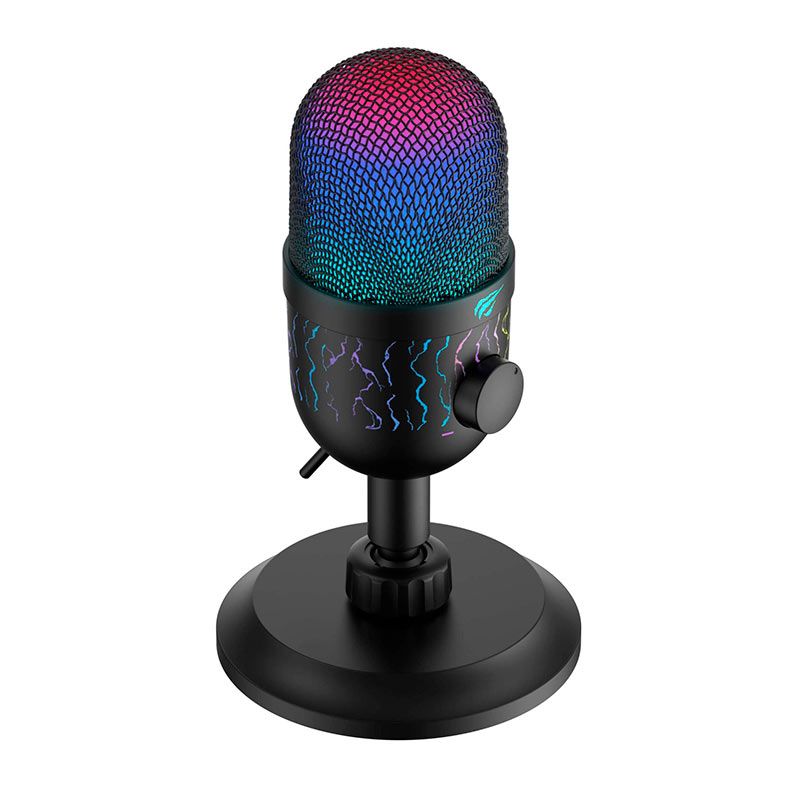 Microfone Havit Gamenote GK52, RGB, USB, Preto, HVGK-GK52-BK