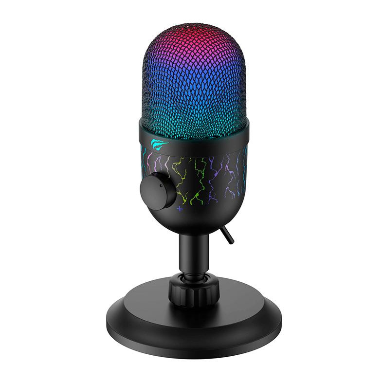 Microfone Havit Gamenote GK52, RGB, USB, Preto, HVGK-GK52-BK