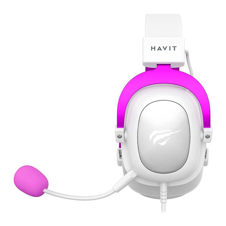Headset Gamer Havit H2002d, Drivers 53mm, Branco e Roxo, HVGMH-H2002D-WP