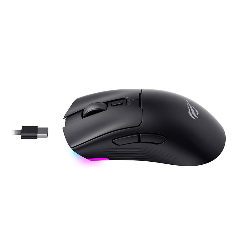 Mouse Gamer Havit MS966WB, RGB, Wireless, 10000DPI, 7 Botoes, Preto, HVMS-MS966WB-BK