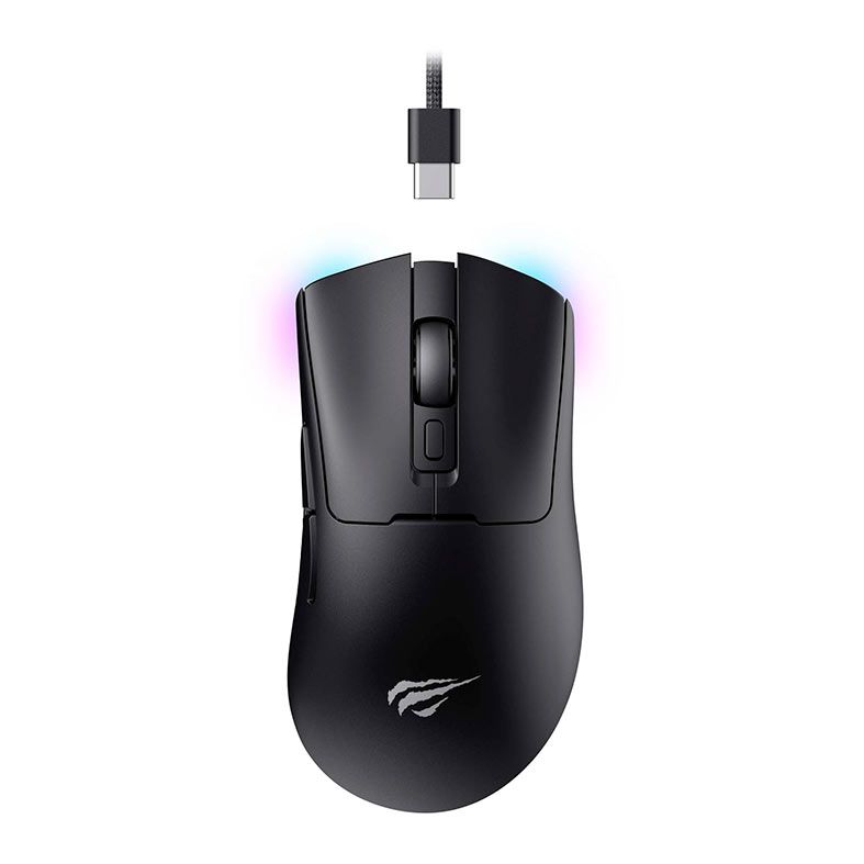 Mouse Gamer Havit MS966WB, RGB, Wireless, 10000DPI, 7 Botoes, Preto, HVMS-MS966WB-BK