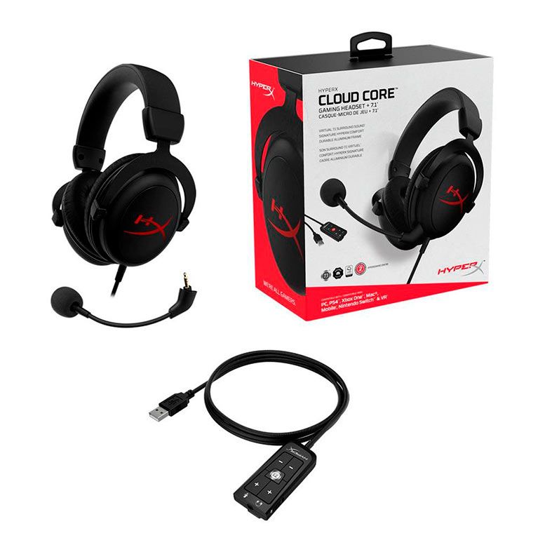 Headset Gamer HyperX Cloud Core, Som Surround 7.1, Drivers 53mm, Preto, HX-HSCC-2-BK/WW