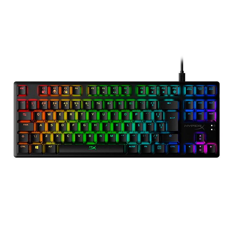 Teclado Mecanico Gamer HyperX Alloy Origins Core, RGB, ABNT2, Switch Vermelho, Preto, HX-KB7RDX-BR