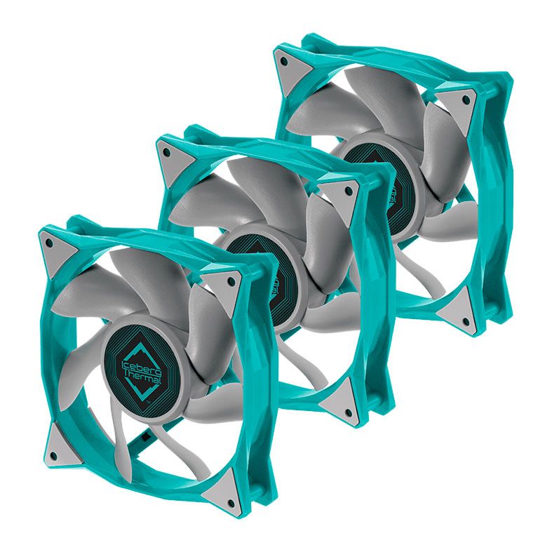 Kit Ventoinhas Iceberg Thermal IceGale, 3x120mm, Cinza e Azul, ICEGALE12-A3A