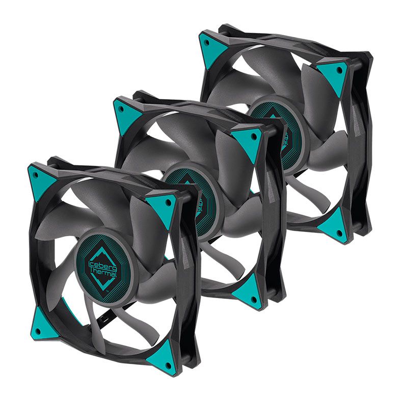 Kit Ventoinhas Iceberg Thermal IceGale, 3x120mm, Preto, ICEGALE12-C3A