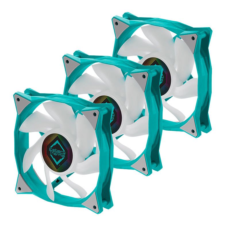 Kit Ventoinhas Iceberg Thermal IceGale, ARGB, 3x120mm, Cinza e Azul, ICEGALE12A-A3A