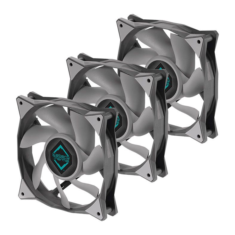 Kit Ventoinhas Iceberg Thermal IceGale Xtra, 3x120mm, Cinza, ICEGALE12X-B3A