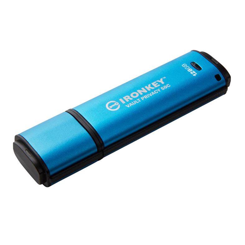 Pen Drive Kingston Ironkey, 128GB, USB-C 3.2, Azul, IKVP50C-128GB