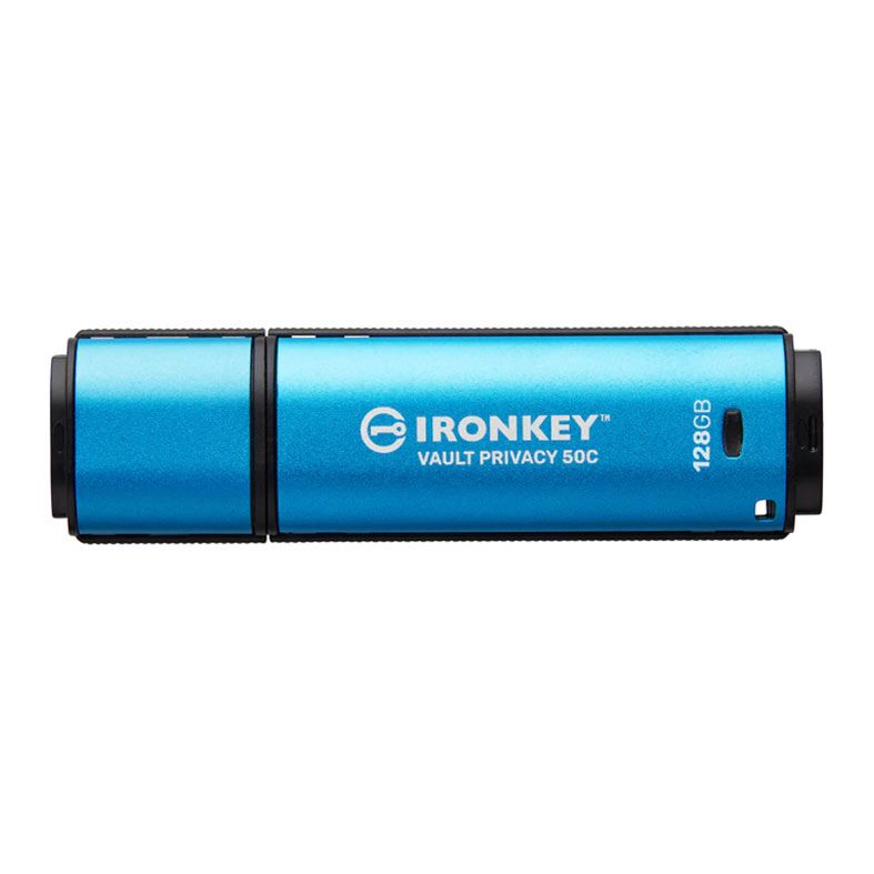 Pen Drive Kingston Ironkey, 128GB, USB-C 3.2, Azul, IKVP50C-128GB