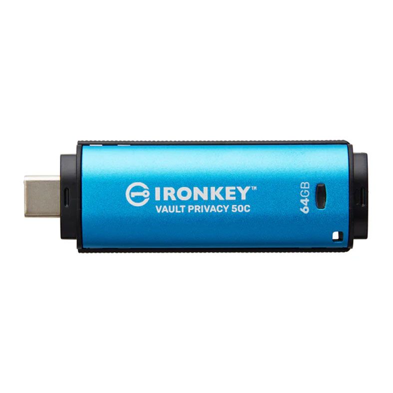 Pen Drive Kingston Ironkey, 64GB, USB-C 3.2, Azul, IKVP50C-64GB