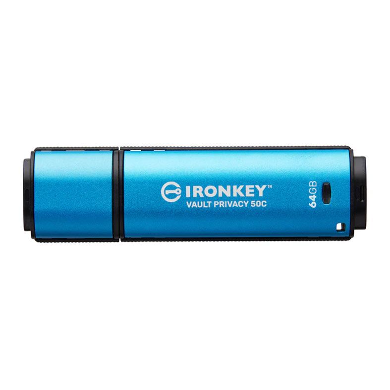Pen Drive Kingston Ironkey, 64GB, USB-C 3.2, Azul, IKVP50C-64GB