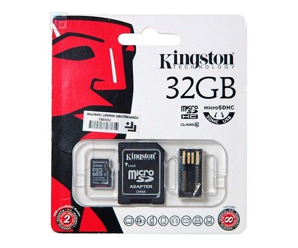 Cartão de Memória Kingston MicroSDHC 32GB Class 10 + 2 Adaptadores, MBLY10G2/32GB