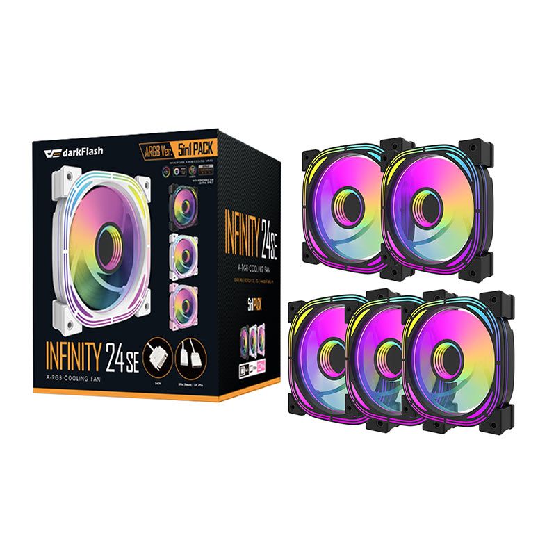 Kit Ventoinhas Aigo DarkFlash Infinity 24se, A-RGB, 5x120mm, Preto, INF24se5in1-BK