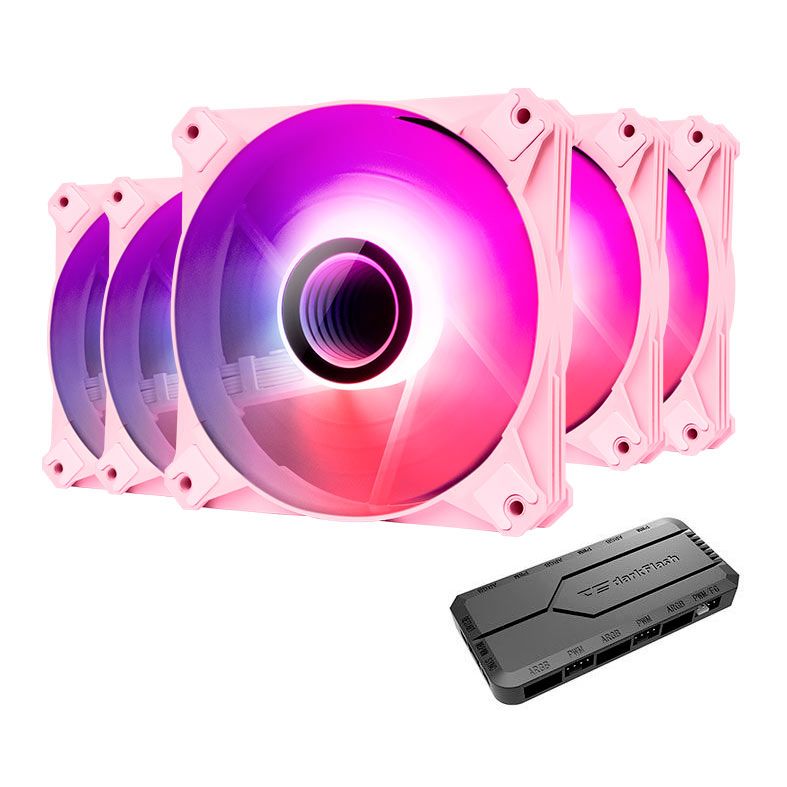 Kit Ventoinhas Aigo DarkFlash Infinity 8, A-RGB, 5x120mm, Rosa, INF85in1-PINK