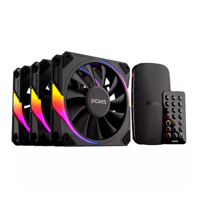 Kit Ventoinhas Pcyes Sangue Frio 3, ARGB, 3X120mm, Preto, K3ARGBSF3BVBR