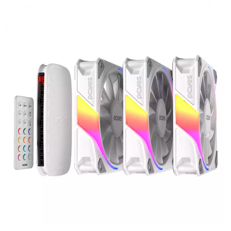 Kit Ventoinhas Pcyes Sangue Frio 3, ARGB, 3X120mm, Branco, K3ARGBSF3WGBR