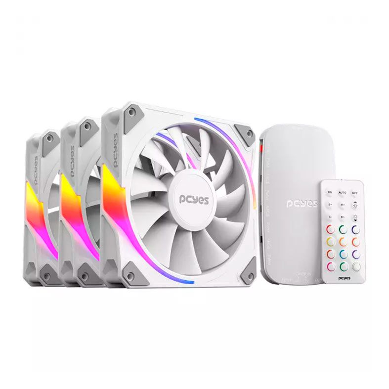 Kit Ventoinhas Pcyes Sangue Frio 3, ARGB, 3X120mm, Branco, K3ARGBSF3WGBR