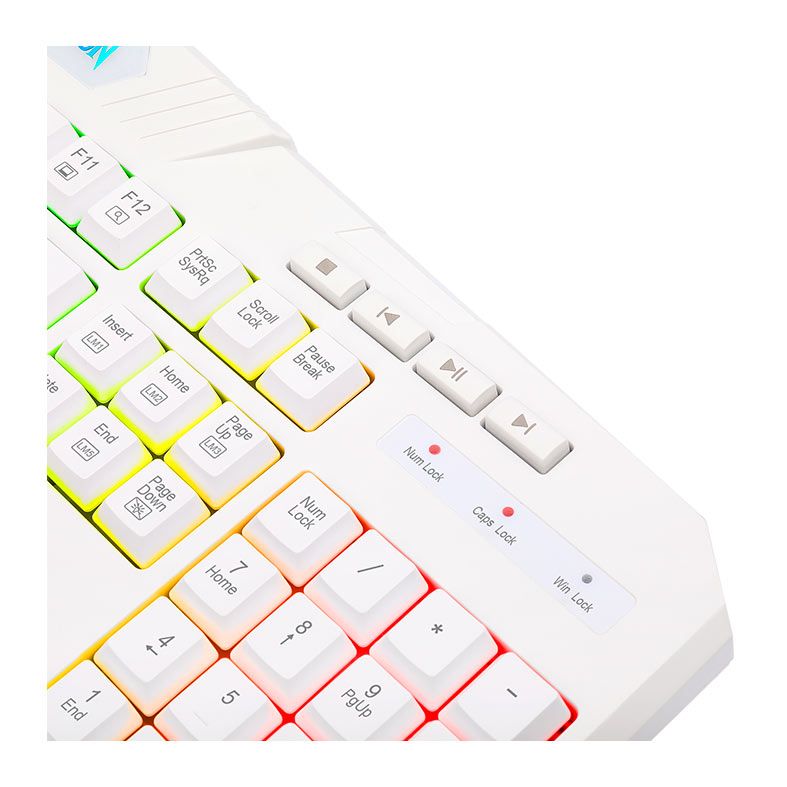 Teclado Gamer Redragon Harpe2 RGB, ABNT2, Branco, K503W-RGB-V2
