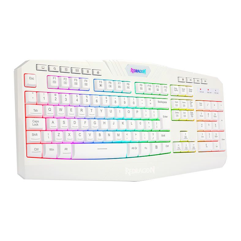 Teclado Gamer Redragon Harpe2 RGB, ABNT2, Branco, K503W-RGB-V2
