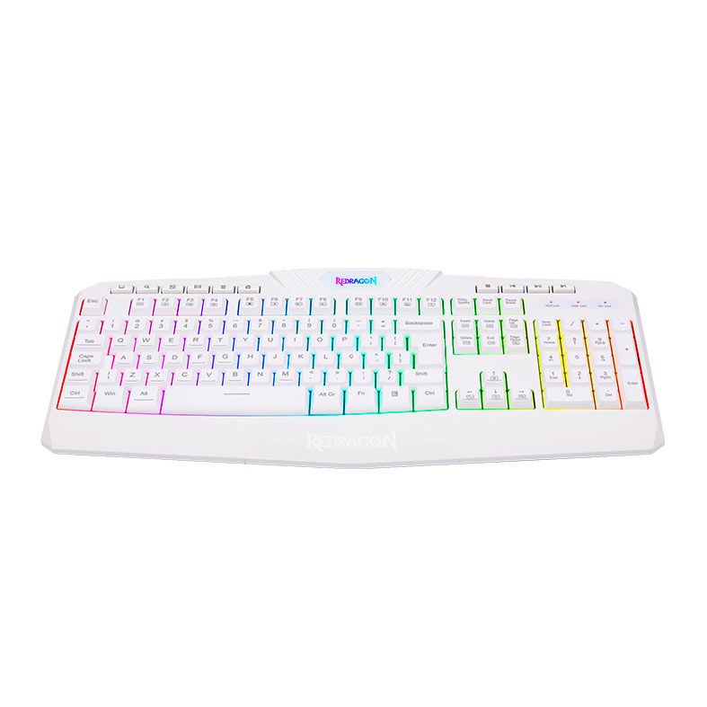 Teclado Gamer Redragon Harpe2 RGB, ABNT2, Branco, K503W-RGB-V2