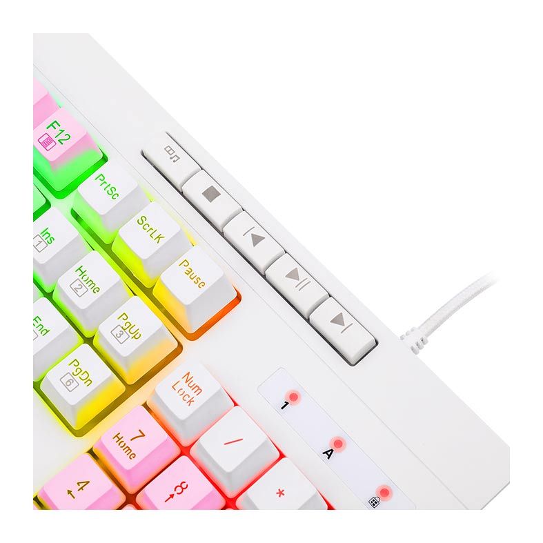 Teclado Gamer Redragon Shiva, RGB, Rosa e Branco, K512PW-RGB