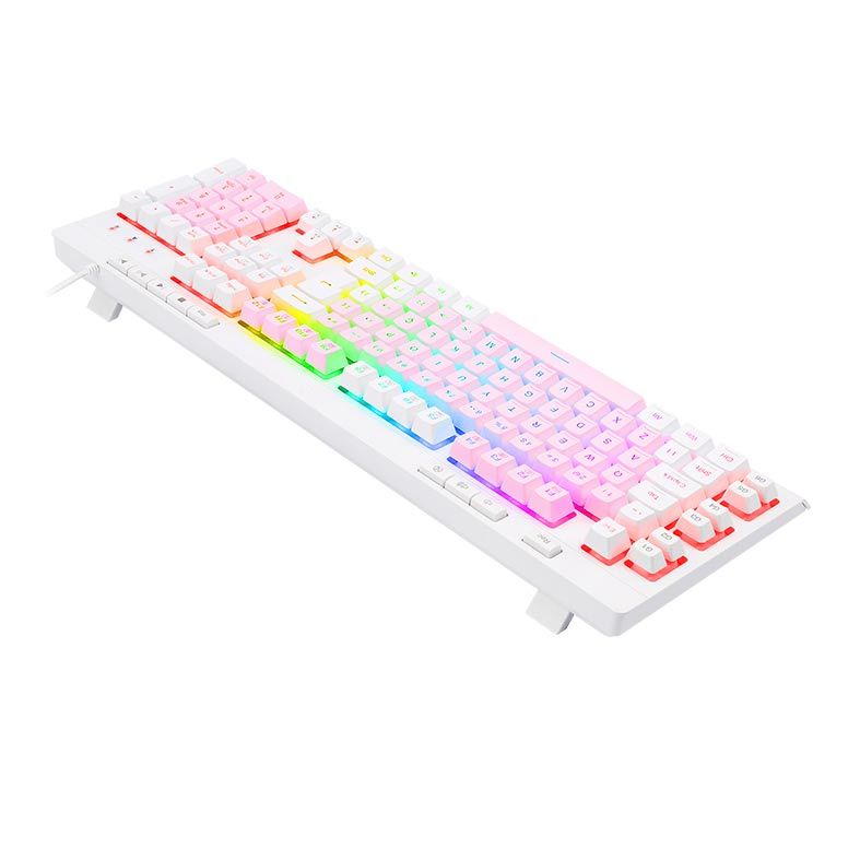 Teclado Gamer Redragon Shiva, RGB, Rosa e Branco, K512PW-RGB