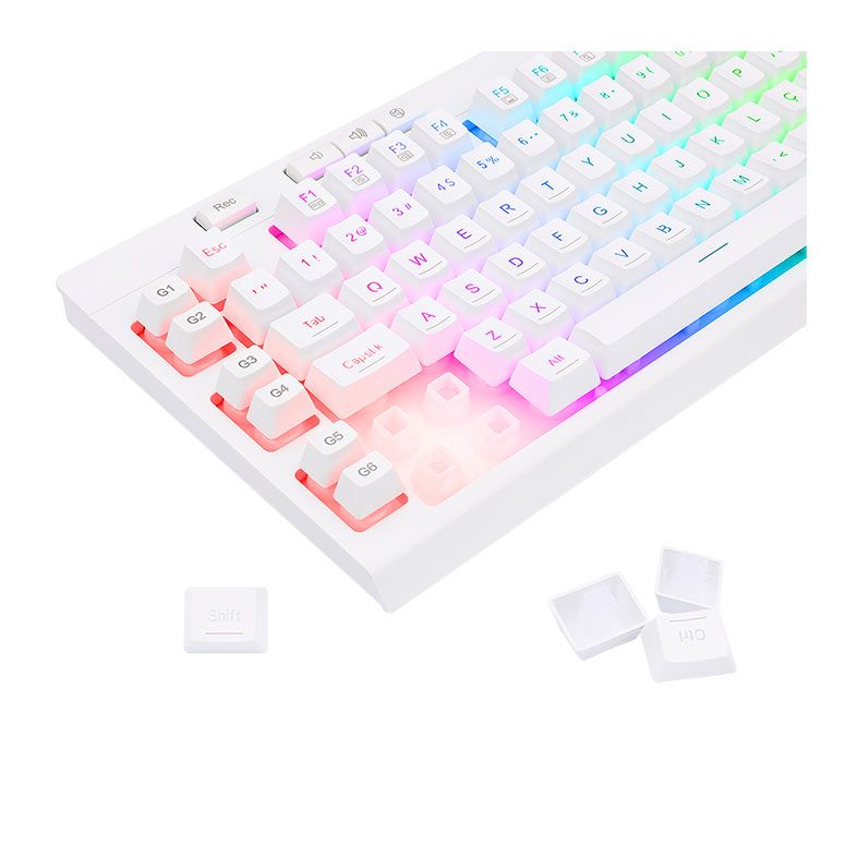 Teclado Gamer Redragon Shiva Lunar White, RGB, ABNT2, Branco, K512W-RGB
