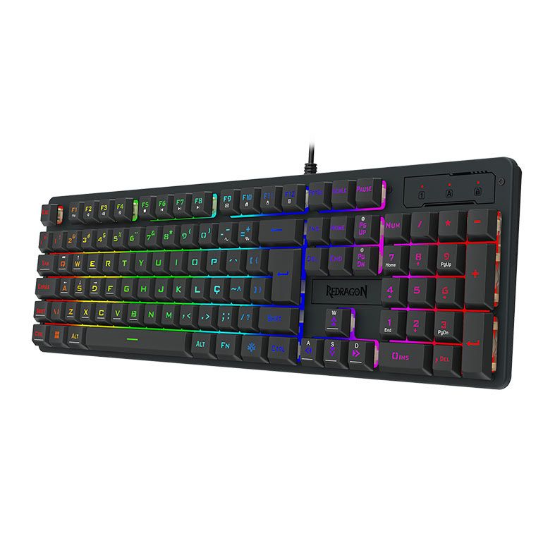 Teclado Gamer Redragon Netherbane, Rainbow, Preto, K521-R-PT