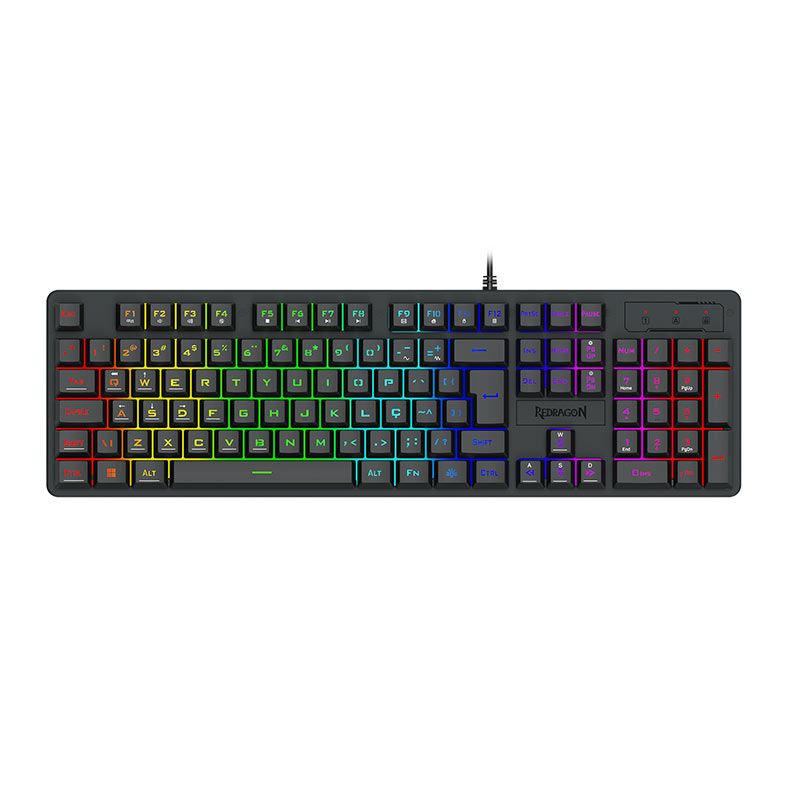 Teclado Gamer Redragon Netherbane, Rainbow, Preto, K521-R-PT