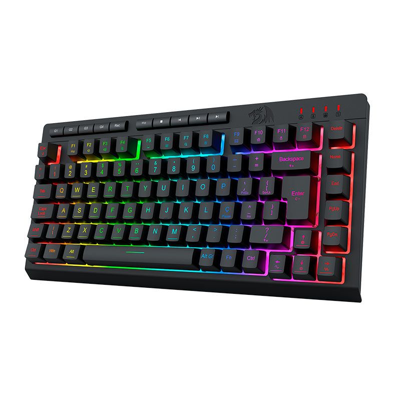 Teclado Membrana Redragon Crescent, RGB, 75%, USB, Preto, K524-RGB-PT