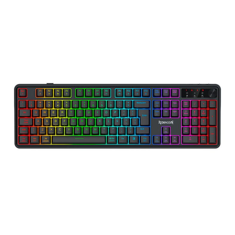 Teclado Membrana Gamer Redragon Crescent 75 Pro, RGB, 75%, Tri-Mode, Preto, K524RGB-PRO