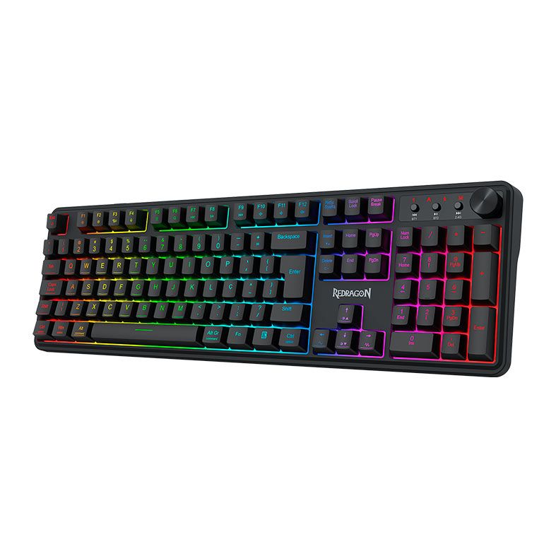 Teclado Membrana Gamer Redragon Crescent 75 Pro, RGB, 75%, Tri-Mode, Preto, K524RGB-PRO