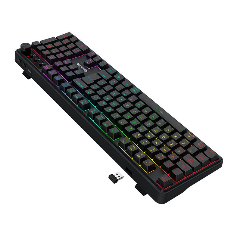 Teclado Membrana Gamer Redragon Crescent 75 Pro, RGB, 75%, Tri-Mode, Preto, K524RGB-PRO