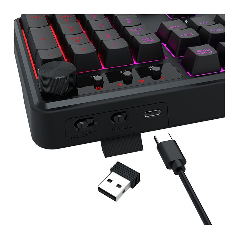 Teclado Membrana Gamer Redragon Crescent 75 Pro, RGB, 75%, Tri-Mode, Preto, K524RGB-PRO