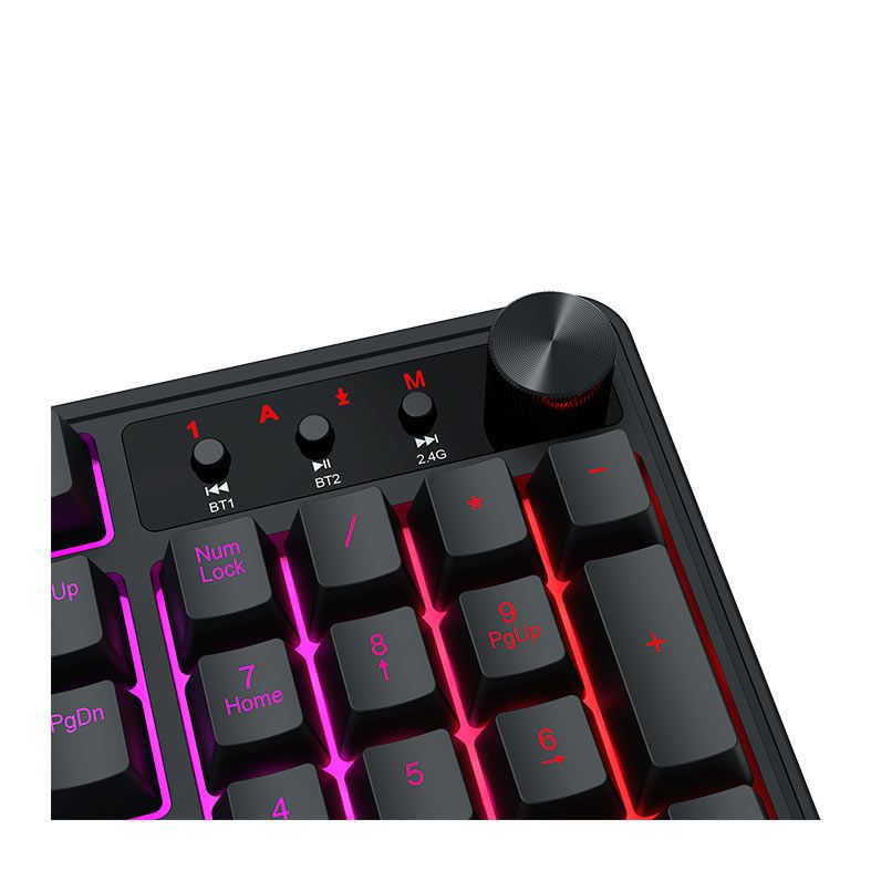 Teclado Membrana Gamer Redragon Crescent 75 Pro, RGB, 75%, Tri-Mode, Preto, K524RGB-PRO