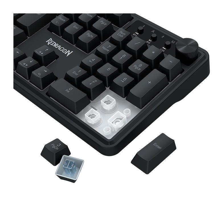 Teclado Membrana Gamer Redragon Crescent 75 Pro, RGB, 75%, Tri-Mode, Preto, K524RGB-PRO