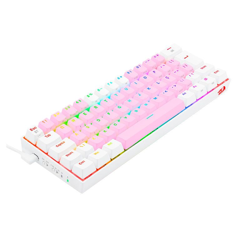 Teclado Mecanico Gamer Redragon Draconic PRO, RGB, Wireless, Switch Marrom, Rosa e Branco, K530PW-RGB-PRO-PT-BROWN