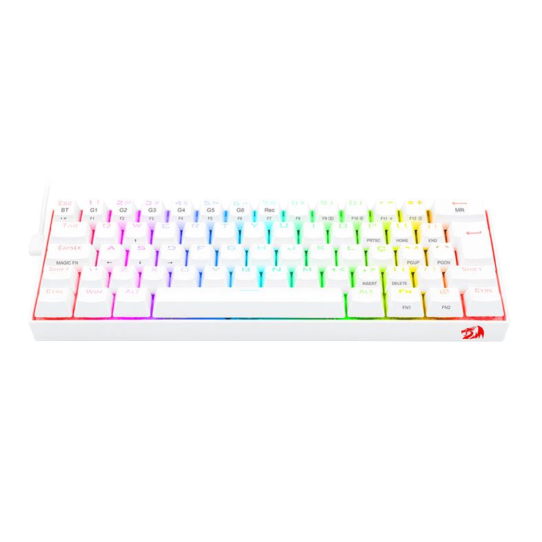 Teclado Mecanico Gamer Redragon Draconic Lunar White, Bluetooth, RGB, ABNT2 60%, Switch Marrom, K530W-RGB