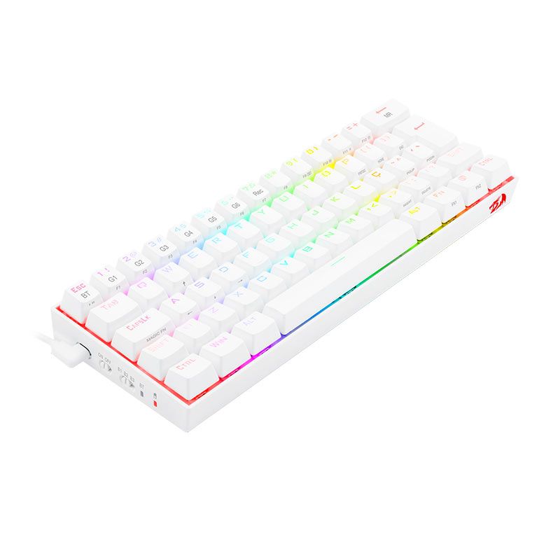 Teclado Mecanico Gamer Redragon Draconic Lunar White, Bluetooth, RGB, ABNT2 60%, Switch Marrom, K530W-RGB