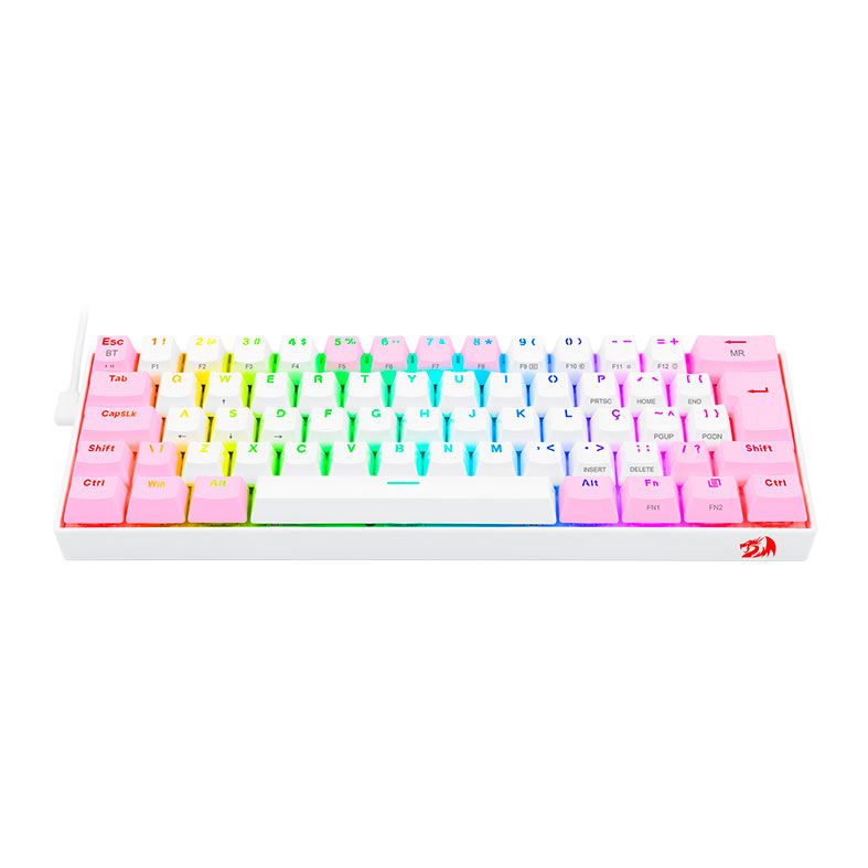 Teclado Mecanico Gamer Redragon Draconic PRO, RGB, Wireless, Switch Marrom, Branco e Rosa, K530WP-RGB-PRO-PT-BROWN