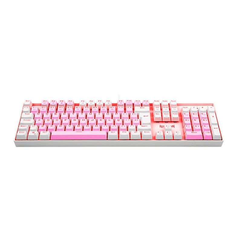 Teclado Mecanico Gamer Redragon Mitra, Led Vermelho, ABNT2, Switch Azul, Rosa e Branco, K551PW-PT-BLUE