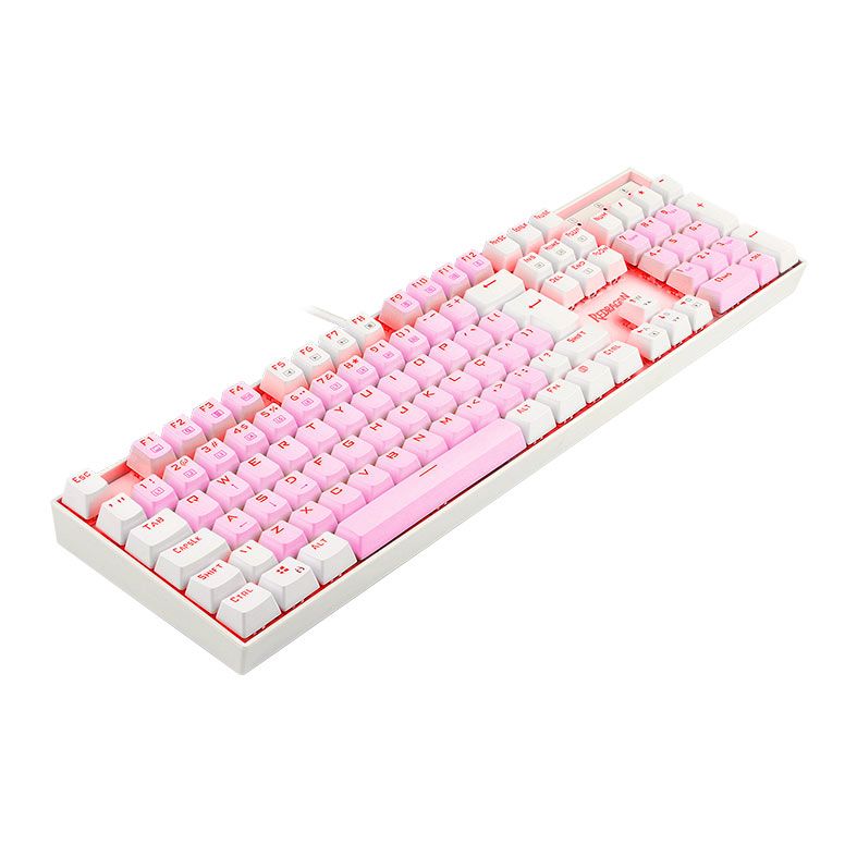 Teclado Mecanico Gamer Redragon Mitra, Led Vermelho, ABNT2, Switch Marrom, Rosa e Branco, K551PW-PT-BROWN