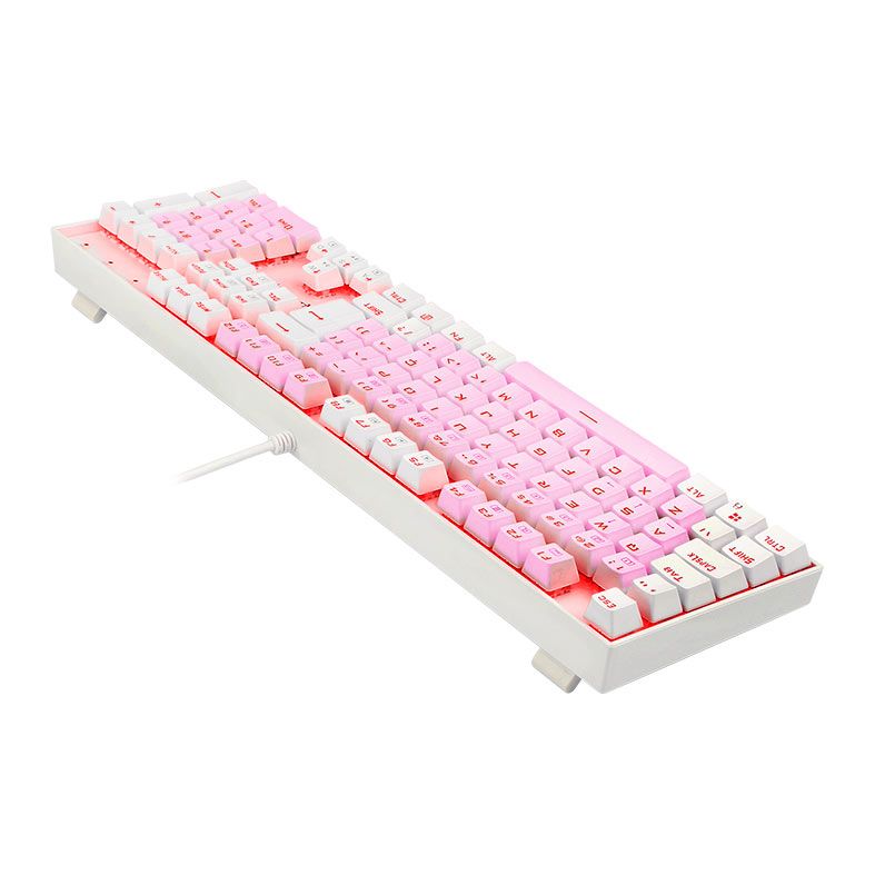 Teclado Mecanico Gamer Redragon Mitra, Led Vermelho, ABNT2, Switch Marrom, Rosa e Branco, K551PW-PT-BROWN