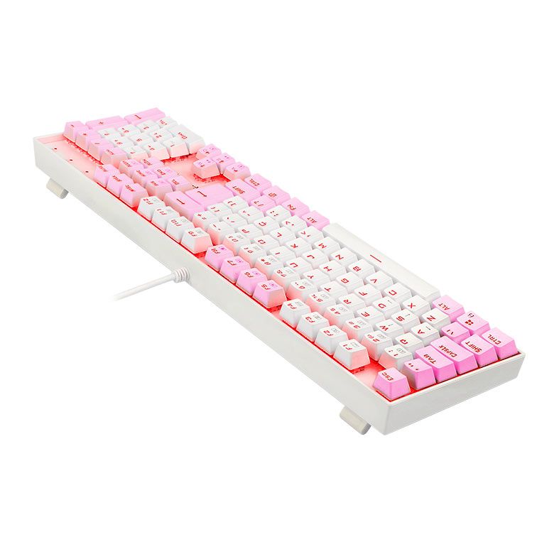 Teclado Mecanico Gamer Redragon Mitra, Led Vermelho, ABNT2, Switch Azul, Branco e Rosa, K551WP-PT-BLUE