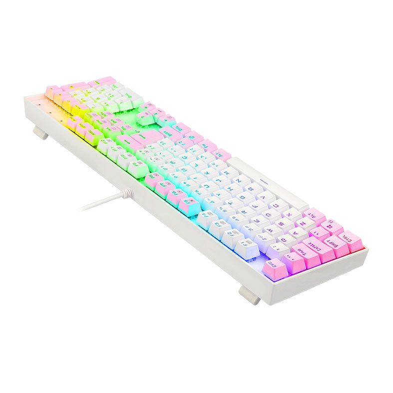 Teclado Mecanico Gamer Redragon Mitra, RGB, ABNT2, Switch Azul, Branco e Rosa, K551WP-RGB-PT-BLUE