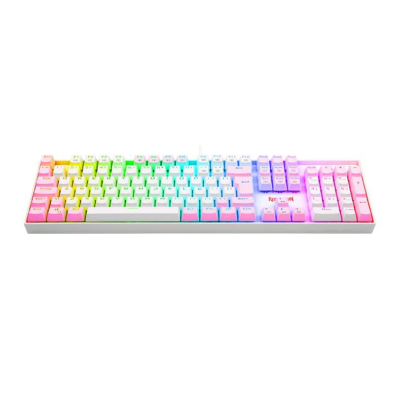 Teclado Mecanico Gamer Redragon Mitra, RGB, ABNT2, Switch Azul, Branco e Rosa, K551WP-RGB-PT-BLUE