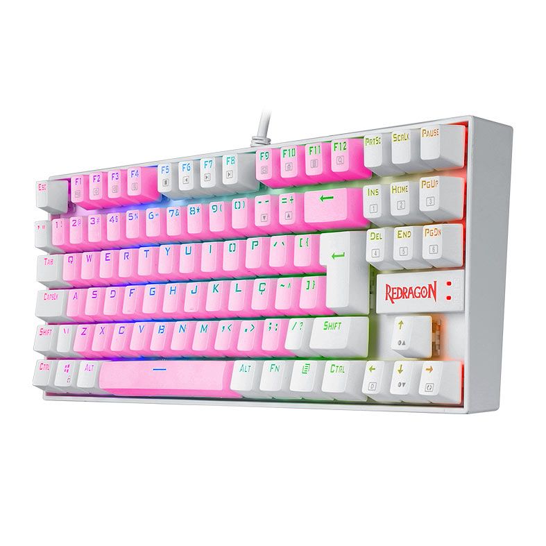 Teclado Mecanico Redragon Kumara, RGB, Switch Azul, Rosa e Branco, K552PW-RGB-PT-BLUE