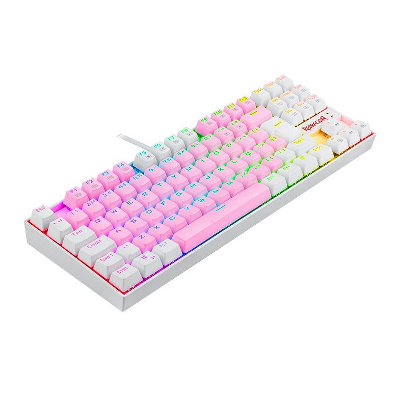 Teclado Mecanico Redragon Kumara, RGB, Switch Marrom, Rosa e Branco, K552PW-RGB-PT-BROWN