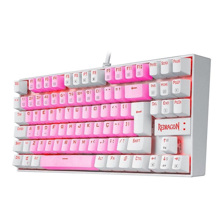 Teclado Mecanico Redragon Kumara, Led Vermelho, Switch Marrom, Rosa e Branco, K552PW-PT-BROWN